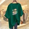 Women's 2025 Pure Cotton White Short-Sleeve Loose Mid-Length Plus Size Fashionable Tee