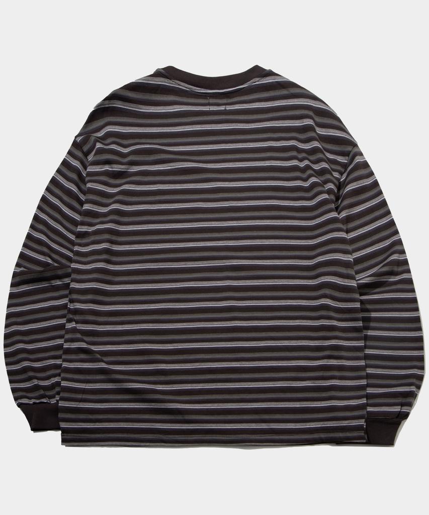 SOMEPLACE MAN Multi-Stripe Raglan Striped Layering Long Sleeve [Brown]