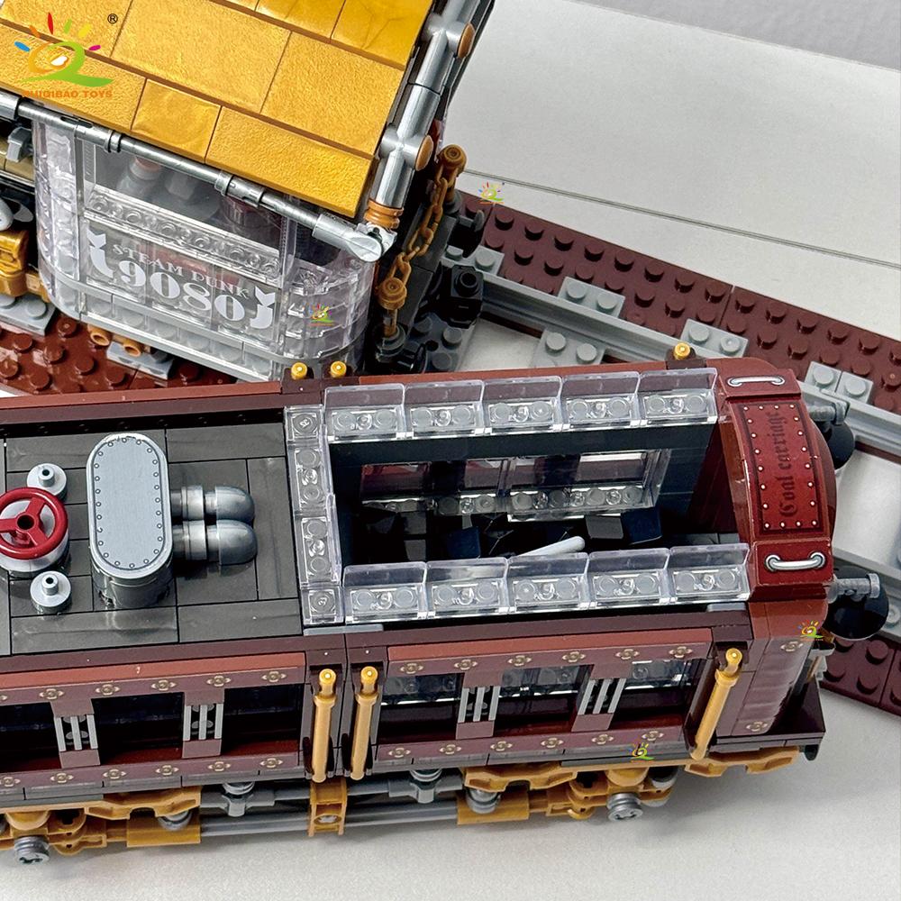 HUIQIBAO 1958PCS MOC Punk Mechanical Train Model Building Block Brick Construction Toy For Children Desk Home Decoration