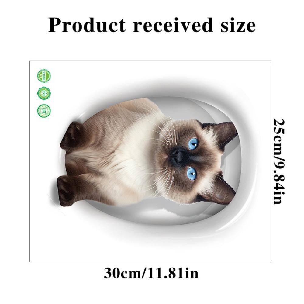 3D Katze Hund Wandaufkleber PVC Toilettensitz Aufkleber Lustige Toilettenaufkleber Heimdekoration