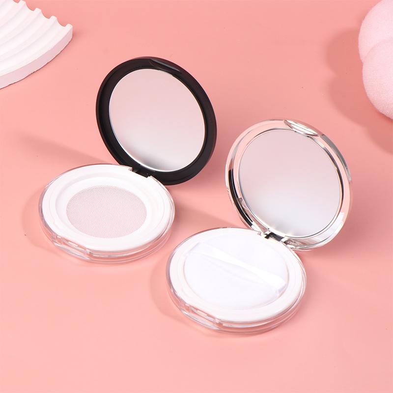 5G Ultra-Thin Mini Elastic Mesh With Mirror Portable Loose Powder Packaging Empty Box Cosmetic Makeup Puff Refillable Pot