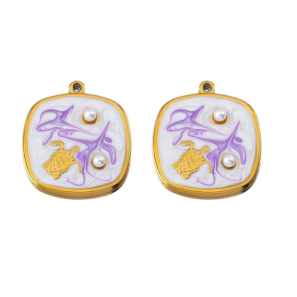 2pcs Stainless Steel Blue Enamel Marine Anklet Charms Bohemia Pendant Base for DIY Earrings Necklaces Vacation Jewelry Findings