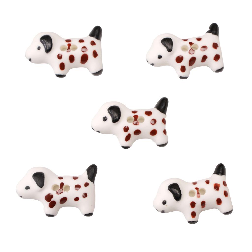 Lovely Ceramic Button Cartoon Ceramic Beads Cartoon Rabbit Puppy Button Beads DIY Jewelry Beads DIY Clothing Beads 1pc