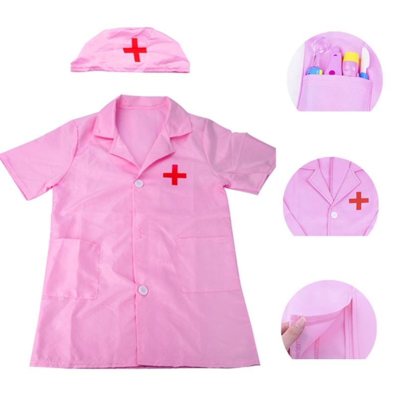 Kids Doctor Coat Set Children Cosplay Dressing Up Doctor Costume for Boys and Girls Cosplay Halloween Doctor Costumes