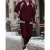 Conjunto de Fato de Treino Masculino com Capuz Outono Inverno 2025 Jaqueta com Zíper e Calças Conjunto de 2 Peças Roupa Casual Desportiva Conjuntos Masculinos