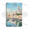 Maghreb Travel Cityscape Metal Sign Tunisia Alger Algeria Chefchaouen Morocco Marrakesh Oran Kabylie Hammamet Tunis Gafsa Plaque