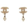CHANEL 03A Gold Plated Pearl CC Logos Mini Pearl Swing Earrings earring goldUsed