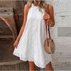 Summer Women Casual Sleeveless Mini Dress Loose O Neck Tank Beach Party Holiday Fashion Dress