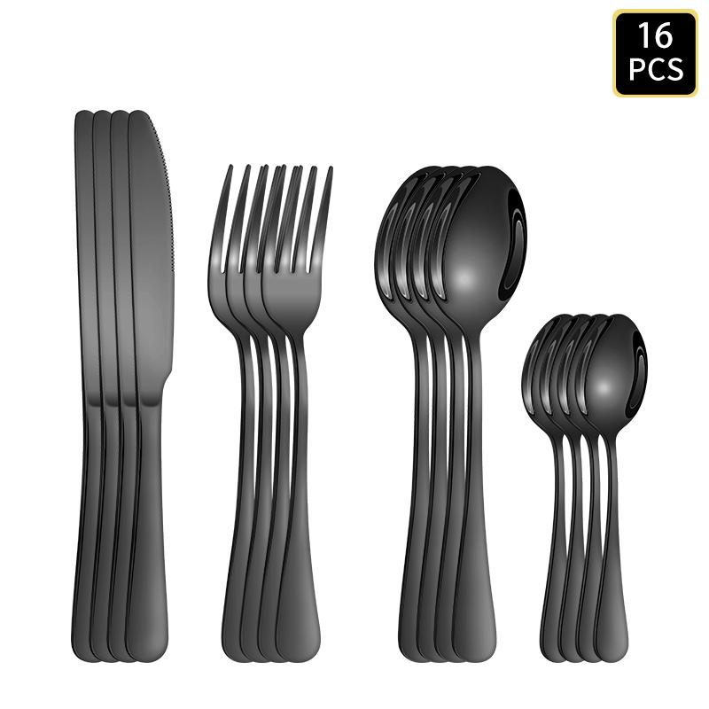 4/16/24pcs Stainless Steel Cutlery Knife, Fork and Spoon Set 1010 Round Handle Cutlery Suitable for Wedding Party Hotel