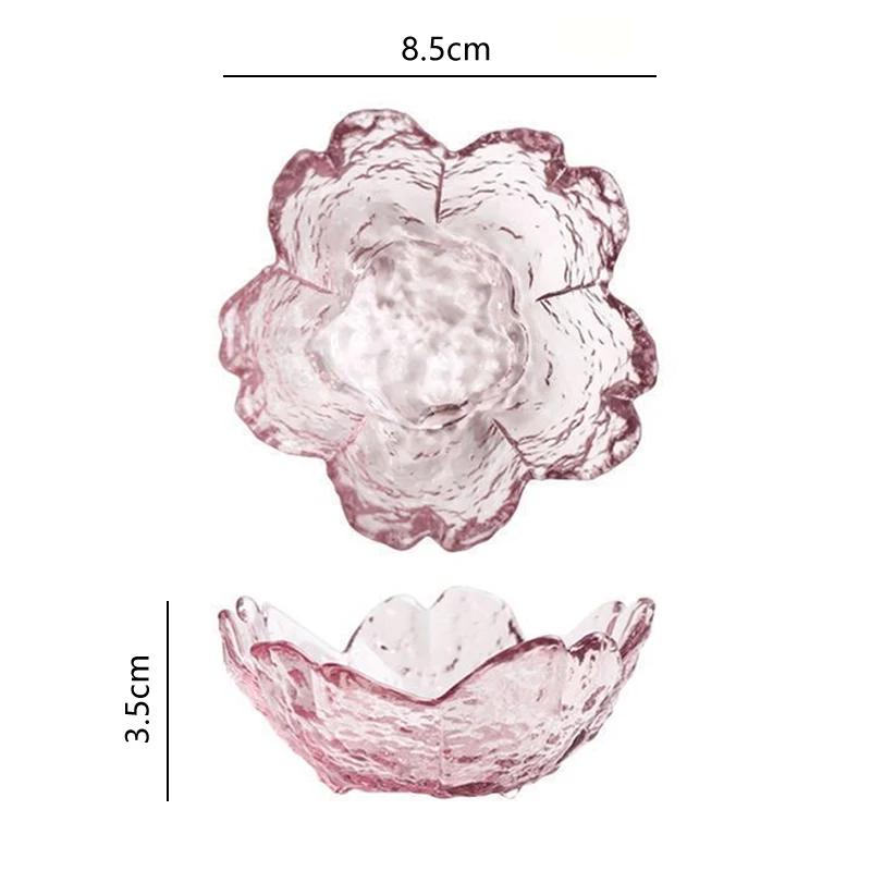 Sakura Glass Soy Sauce Dish Japanese-style Cherry Blossoms Condiment Dipping Bowls Small Sushi Dumplings Appetizer Plates