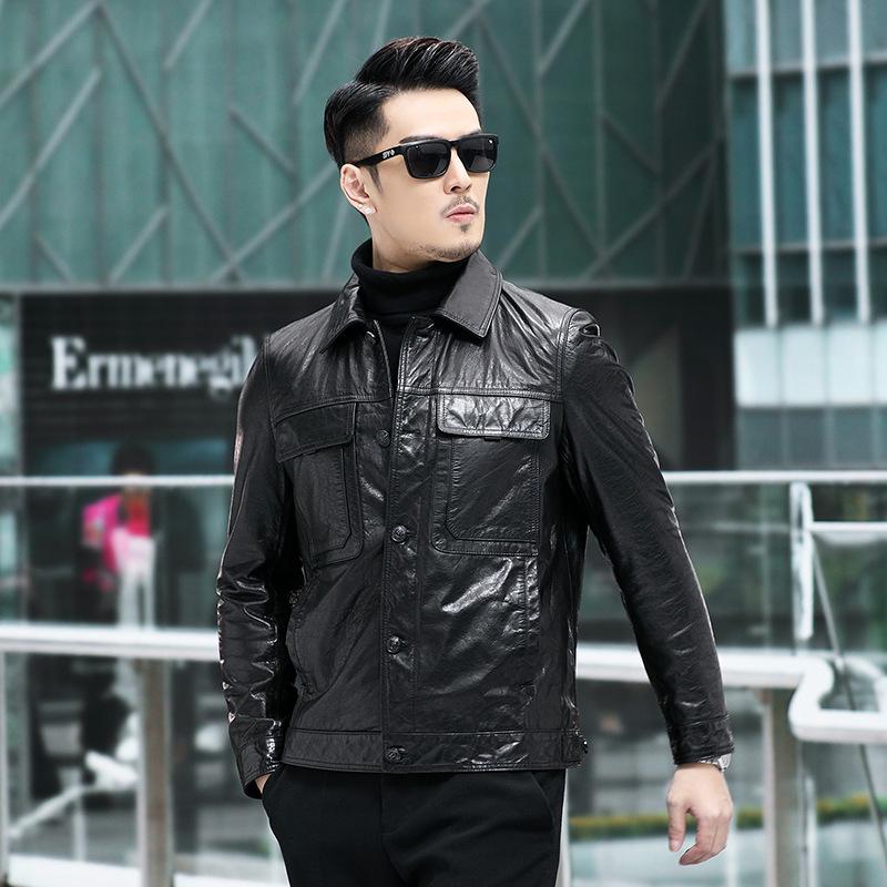 Spring and Autumn New Men's Genuine Leather Jackets Men's Oiled
