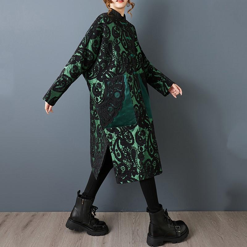 Herbst Frühling Baumwolle übergroß Vintage floral Oberbekleidung Damen lässig locker lange Jacke Mantel