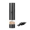 Button Touch Electric Spices Grinder for Salt & Pepper, Clear Chamber Rechargeable Pepper Mill for Desktop Seasoning and Kitchen Preps