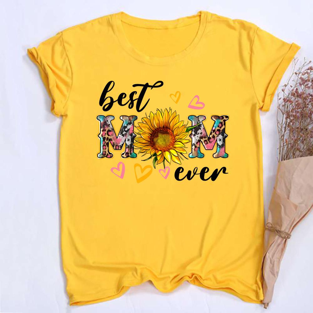 

1pc Blessed Mom Best Mom Ever Letter TShirts Great Mothers Day Gift Round Neck Casual Short Sleeve Women Clothes Tops 4XL