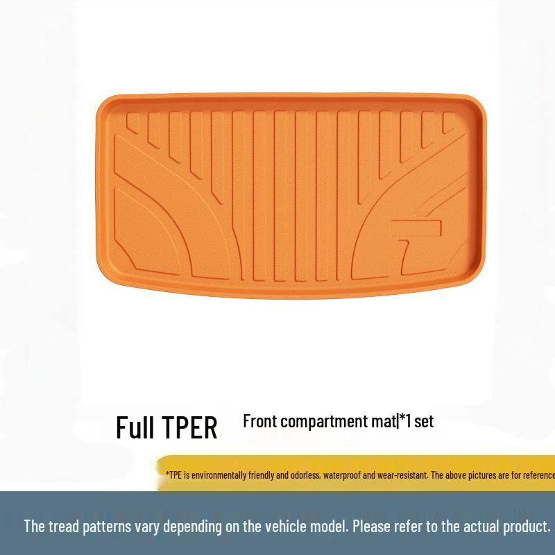 Ideal i8 Car Floor Mats Set - Black/Orange TPE, Fits 25 Models, Includes Trunk Mat.