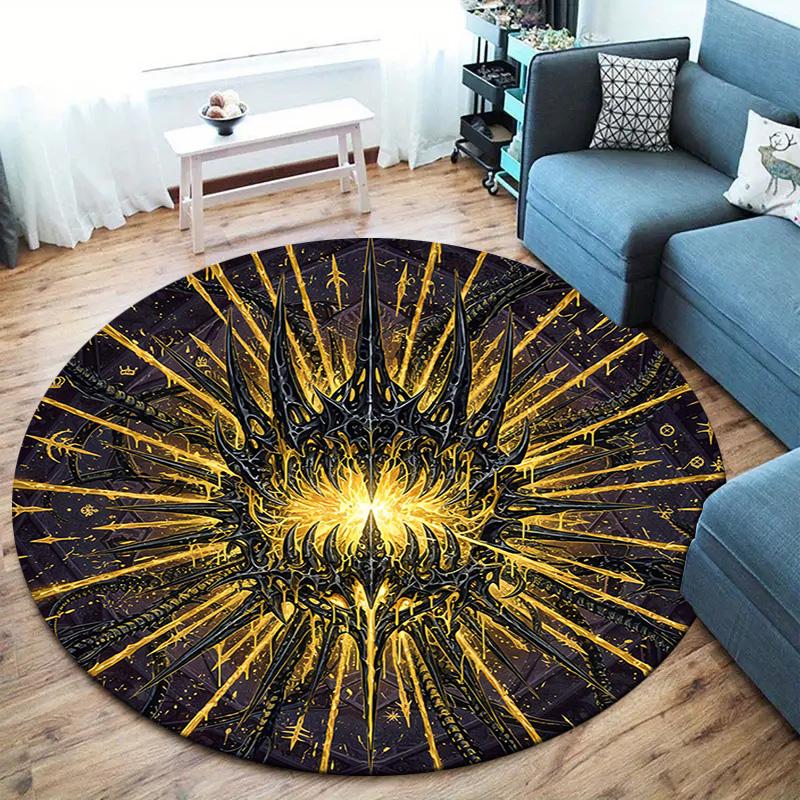 Vortex Crossing Gate Round Area Rug,Carpet Rug for Living Room Bedroom Sofa Playroom Decor,Non-slip Floor Mat