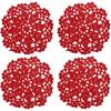 Uxcell Fabric Coasters, 4pcs 4" - Cotton Woven Crochet Doilies, Lace Embroidery Cup Mat with Floral Pattern for Wedding Party Decoration (Red)