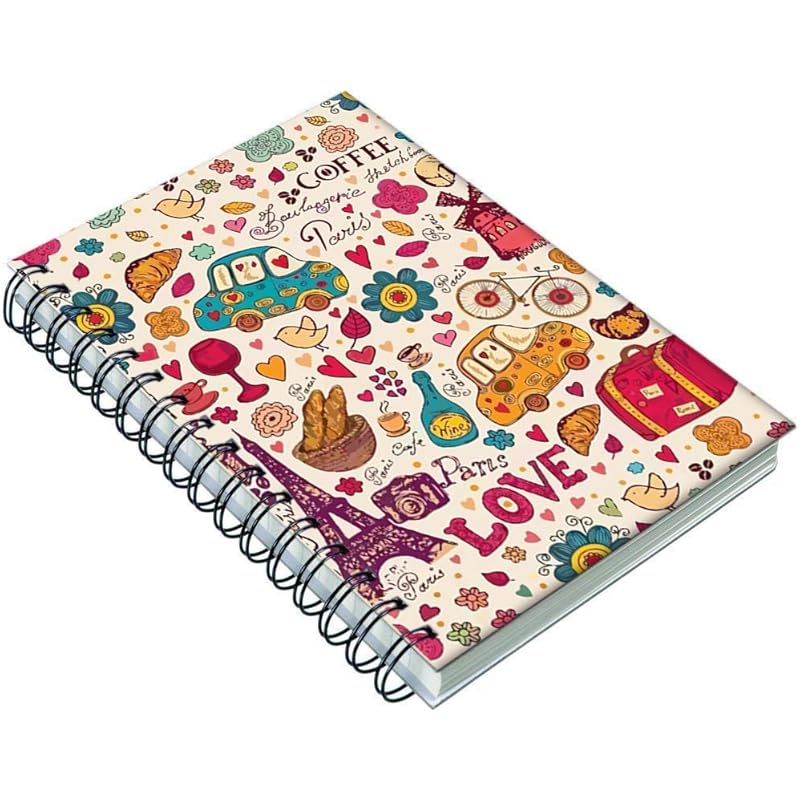 AccuPrints Hard bound A5 (6 by 9 inch) wiro Notebook Diary Ruled 200 pages with 12 habit development pages for personal
