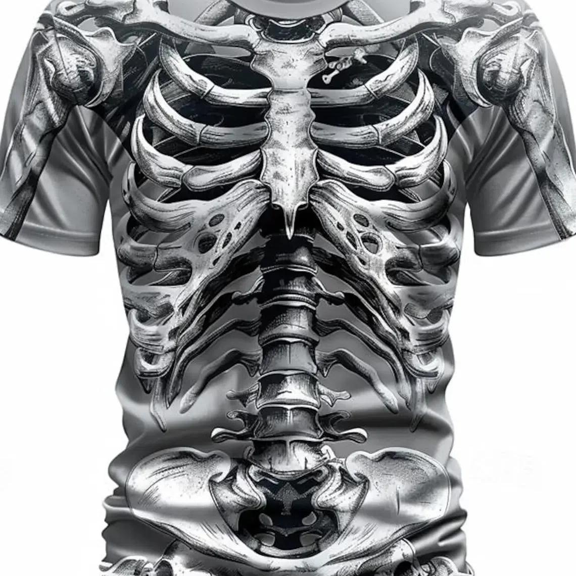

Повседневные футболки с 3D принтом и крутыми черепами и скелетом, мужские футболки в уличном стиле, рубашки с круглым вырезом и короткими рукавами, летняя классическая одежда 2XL
