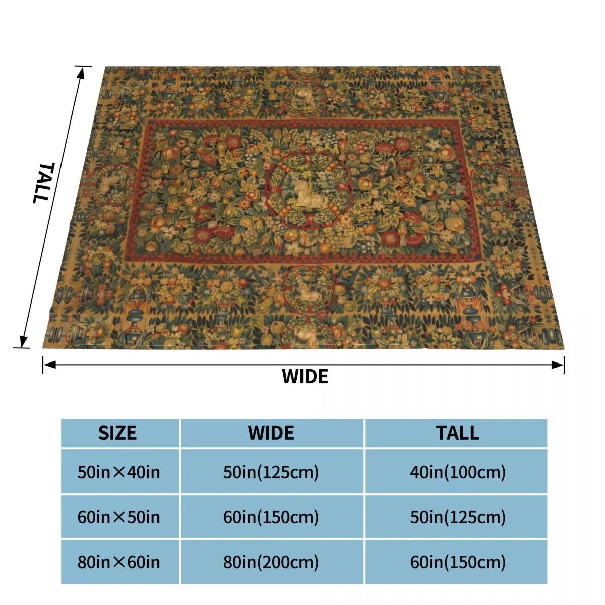 Средневековый Единорог Цветочные Одеяла Дама и Единорог Узор Шерстяные Пледы Осенне/Зимнее Украшение Покрывало 30x40in