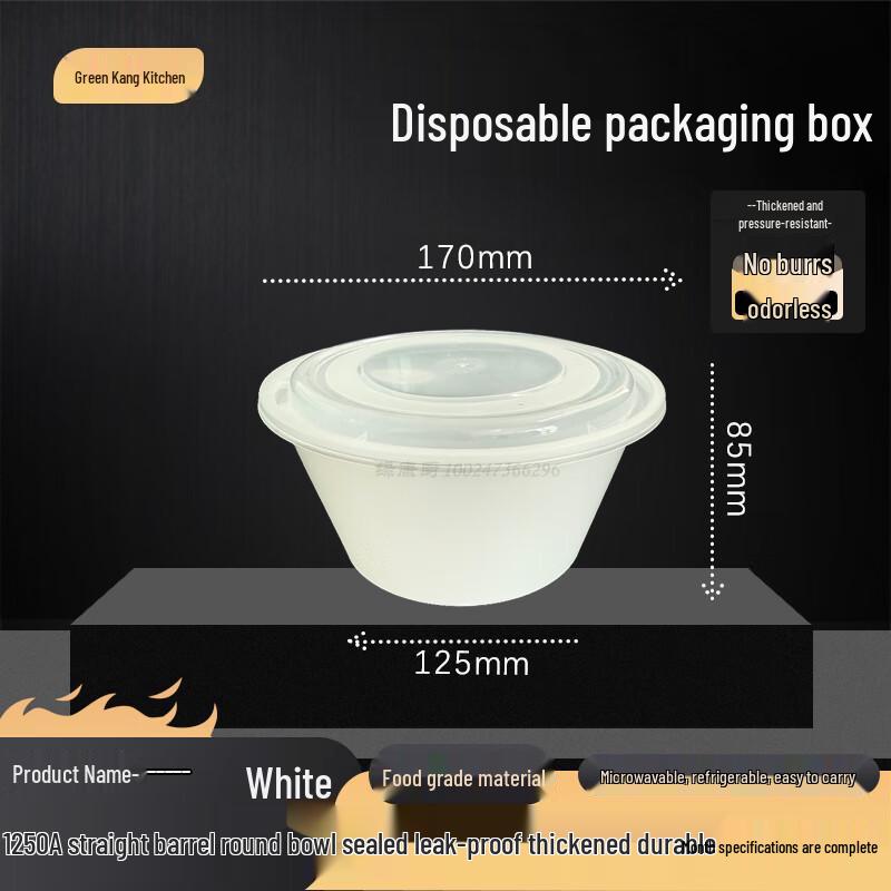 Green Health 180-Pack 1250ml Round Disposable Food Containers