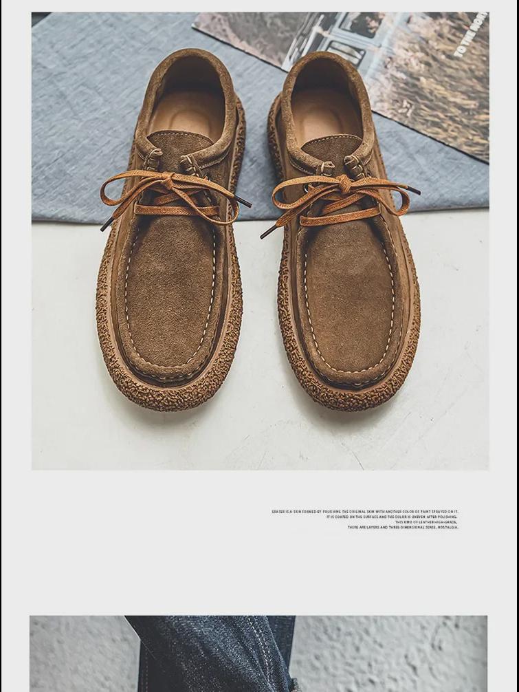 2024 Men's Frosted Leather Slip-On Shoes - Trendy Soft-Soled Casual Footwear for Spring & Summer