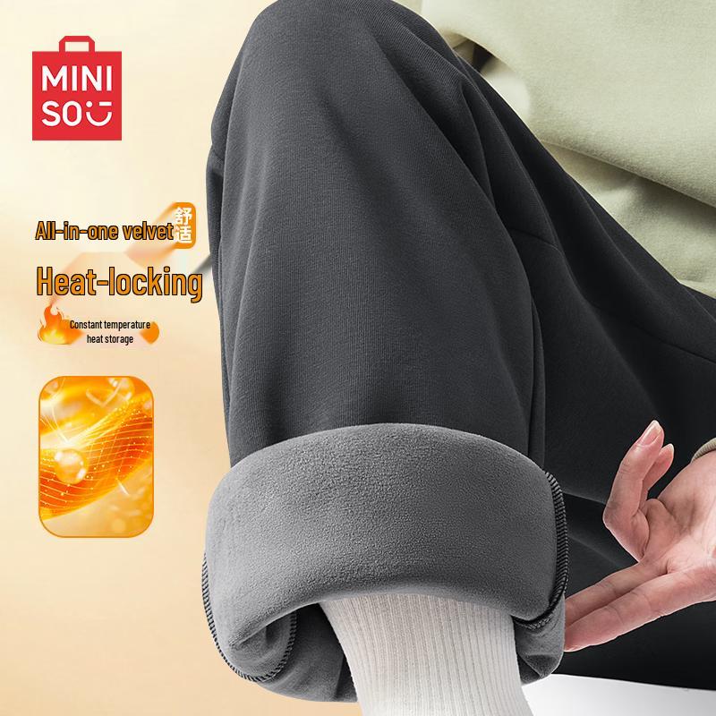 MINISO Men s Winter Fleece-Lined Loose Straight-Leg Casual Pants L