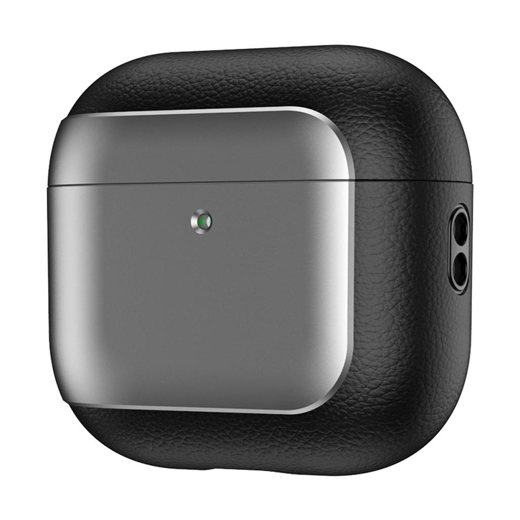 For AirPods 4 TPU Case Electroplating Litchi Texture Fall Prevention Earphone Cover with Lanyard