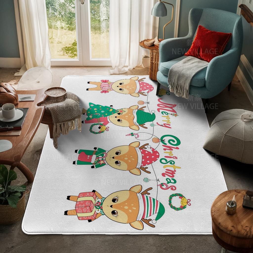 House Entrance Carpet Home Door Mat Living Room Bath Foot Bathroom Non-slip Water Absorption Rugs Bath Merry Christmas Winter