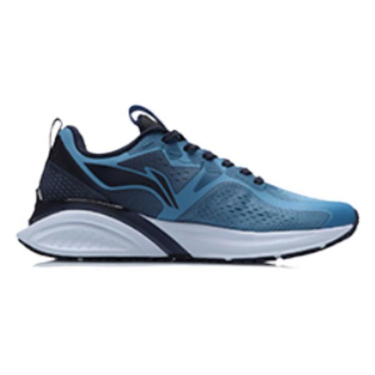 Li Ning Fabric Cushioning Slip Resistant Abrasion Resistant Low Top Running Shoes Men's Night Blue ARSS053-1
