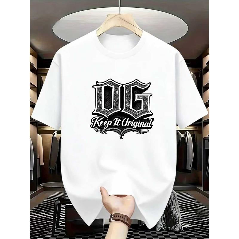 T-shirt da uomo alla moda con stampa grafica, girocollo, taglia europea | Maglietta a maniche corte stile street europeo e americano - Tessuto morbido, elasticità media