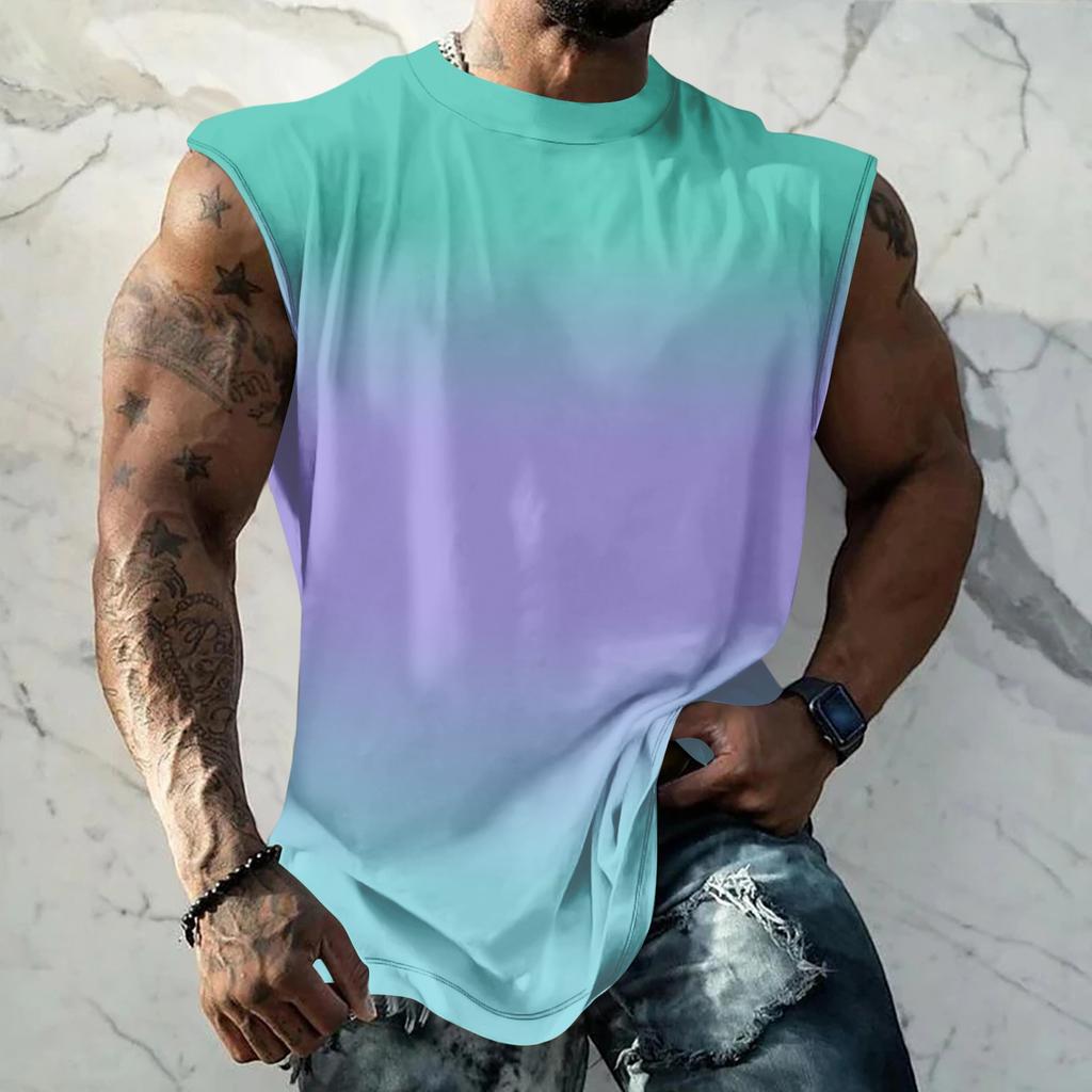 Men Sleeveless Tank Top Muscle Shirt Casual Loose Fit Basic Plain Undershirt Summer Sportswear Workout Gym Vest