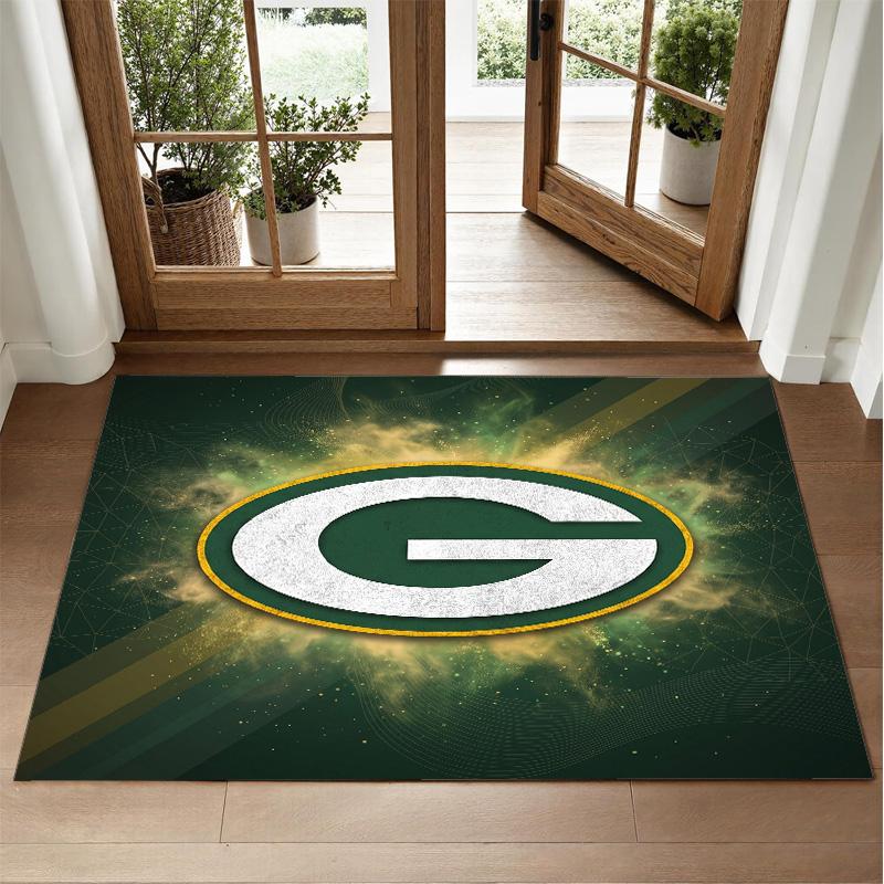 Green Bay Packers Design Crystal Velvet Rug Soft Decorative Mat for Bedroom Entrance