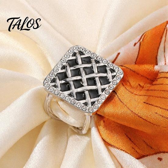 Scarf Ring Grid Square Ring, Rhinestone Silk Clip, Decorative Women Slide Elegant Wrap Holder for Neckerchiefs Shirts Shawls Accessory