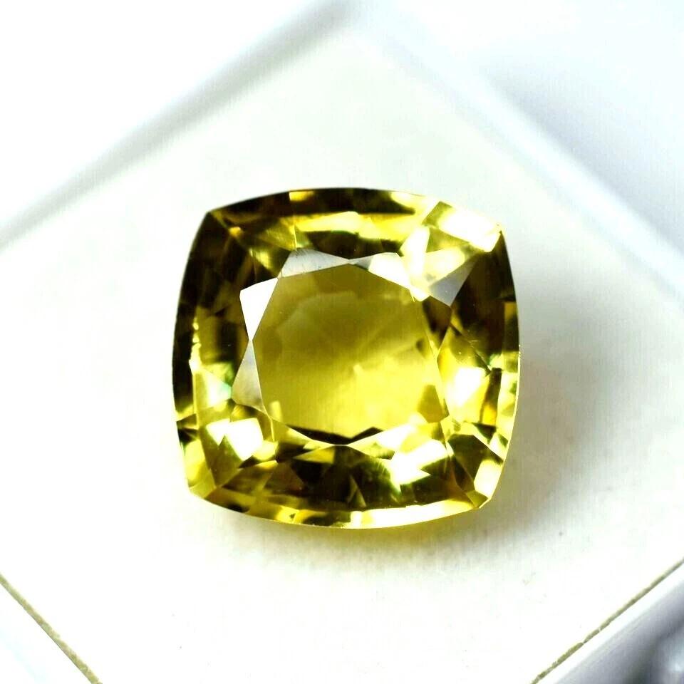 Natural Yellow Sapphire Ceylon Cushion Cut 11-12 Ct Excellent Gemstone