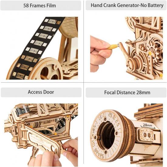 ROKR 3D Wooden Puzzle for Adults-Vitascope Model Building Kit-Wooden Vintage Projector Craft for Adults