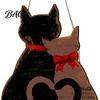 Hanging Wall Decor for Garden Wooden Welcome Sign Front Door, Romantic Cat Couple Door Pendant, Rustic Farmhouse Outdoor Porch Entryway Decoration