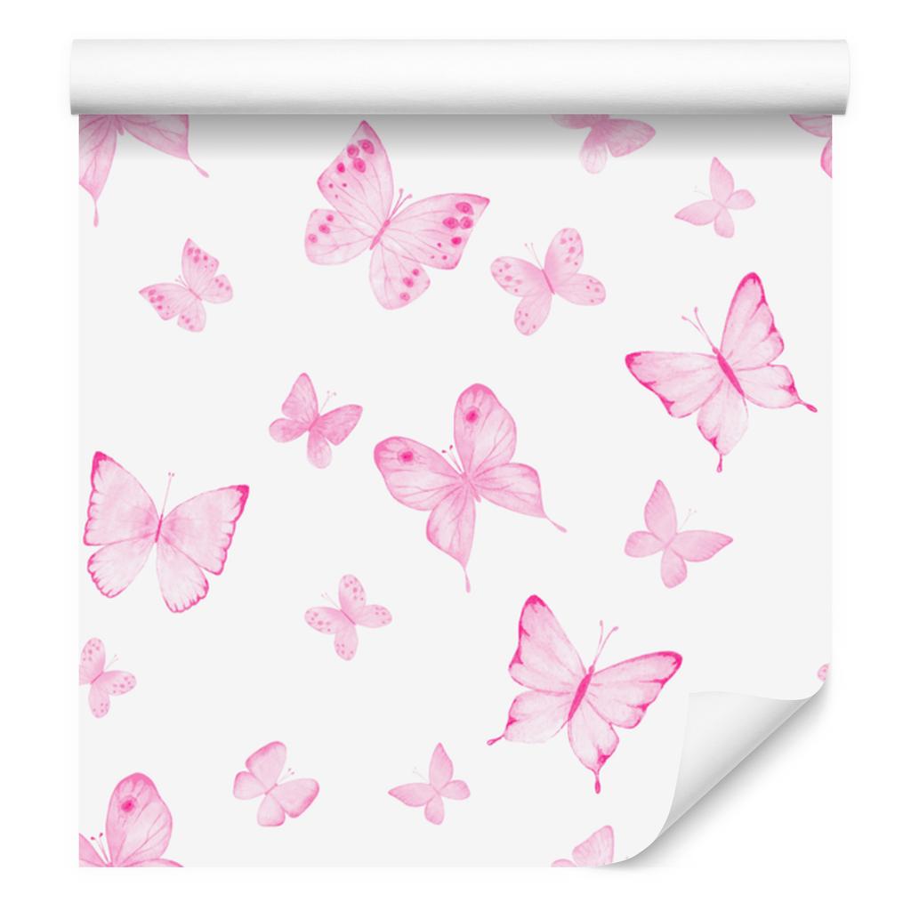 Butterflies wallpaper white and powder pink for living room and bedroom 50x1000