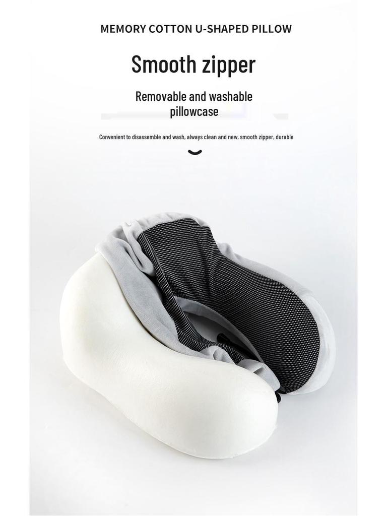Portable U-Shaped Memory Foam Travel Neck Pillow - Perfect for Airplanes, High-Speed Rail, Office Naps & Cervical Support