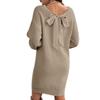 Autumn Women's V-Neck Bowknot Sweater Dress - Loose Knit Pullover