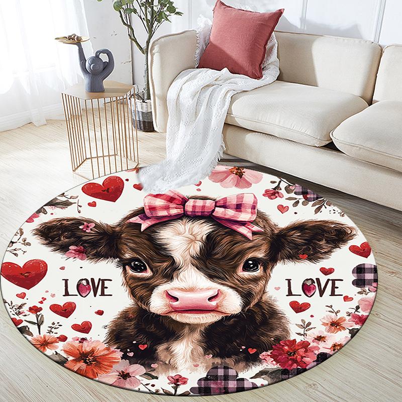 Calf Round Area Rug,Carpet Rug for Living Room Bedroom Sofa Playroom Decor,Non-slip Floor Mat