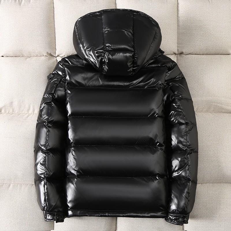 2024 Winter Korean Style Couple's Shiny Hooded Men's Jacket
