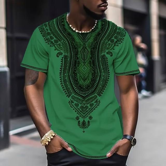 Casual Men's Clothing Ethnic Style Retro Abstract 3D Printed Short-sleeved T-shirt