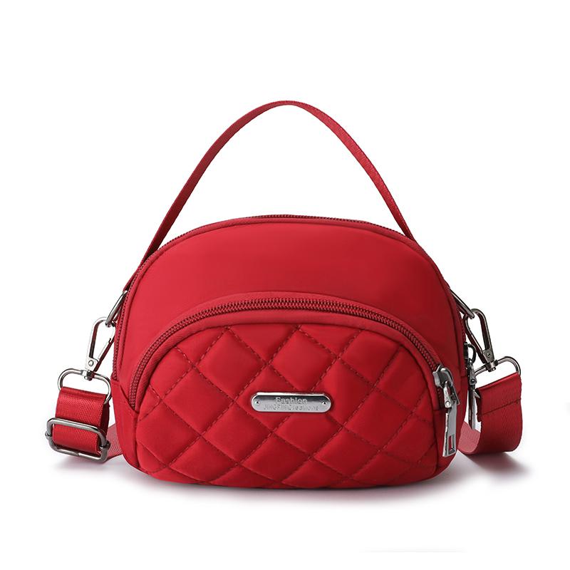 Mini Nylon Crossbody Phone Bag for Women Fashion Grid Pattern Small Shoulder Bag with Coin Purse Zero Wallet