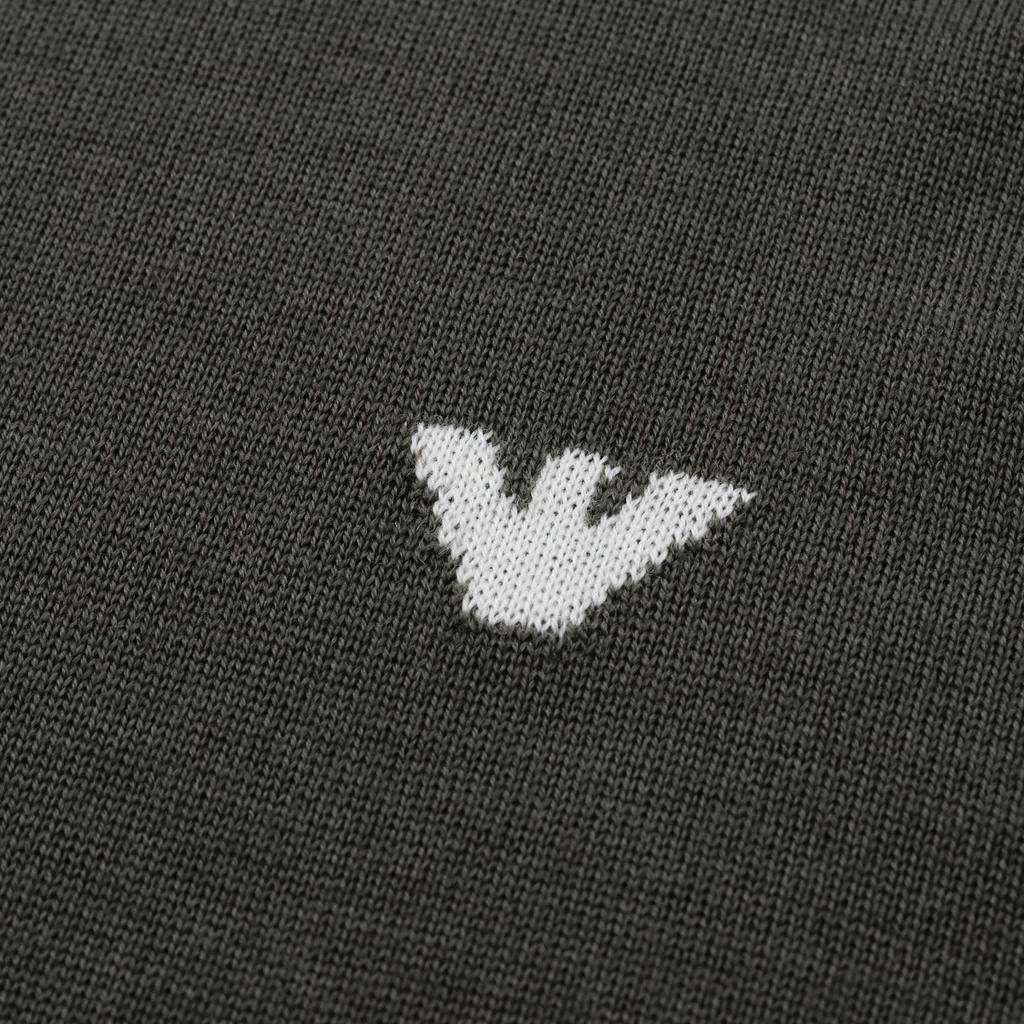 Emporio Armani FW24 Contrast Trim Logo Embroidered Crew Neck Long Sleeve Sweater Men Sweater Brown 6D1MXH-1MJLZ-F626
