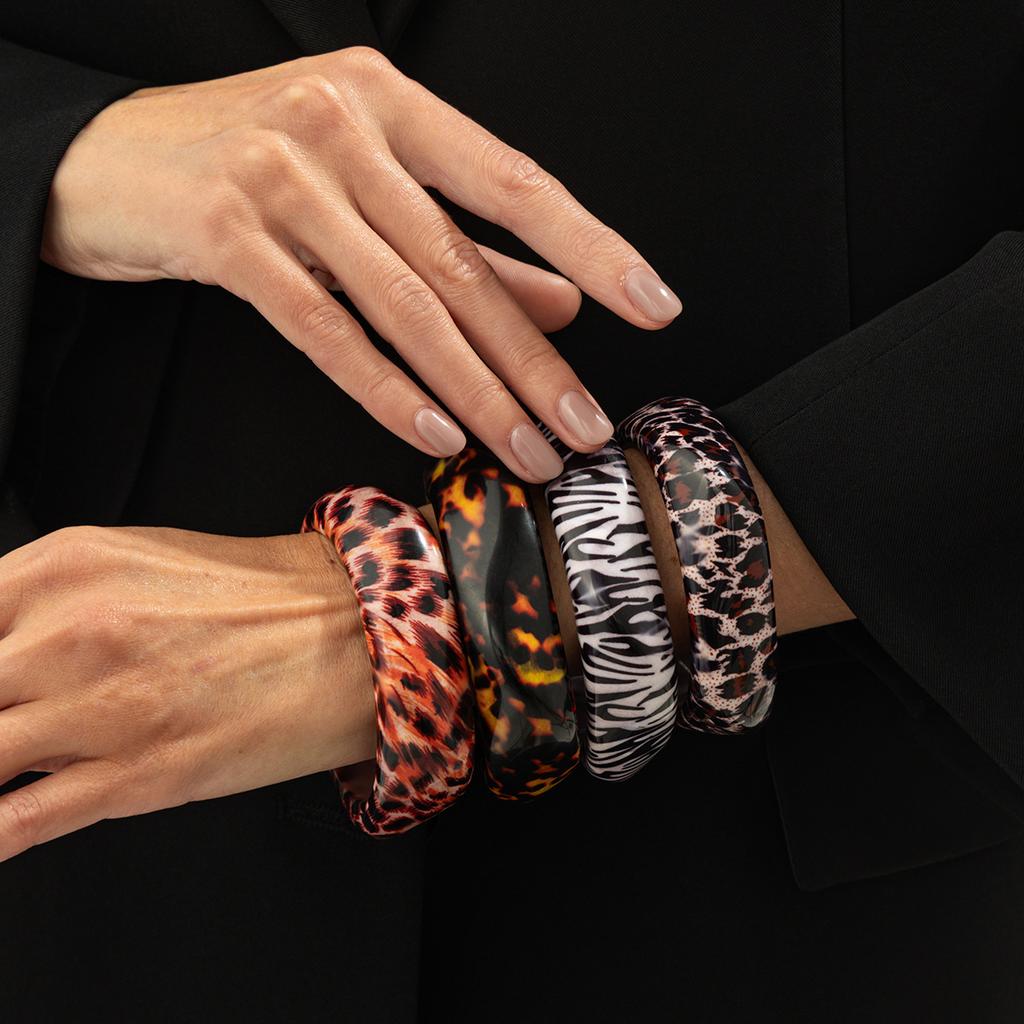 Exaggerated Irregular Wide Leopard Pattern Bangles Fashion Geometric Acrylic Resin Bangle for Women Vintage Bracelets Jewelry