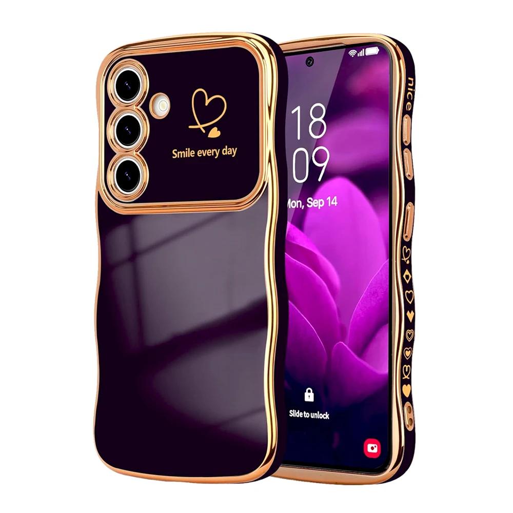 Golvend Hartvorm Zachte Case Voor Samsung Galaxy S25 S24 S23 S22 Ultra Plus S24FE A16 A56 A36 A55 A54 A15 A25 A26 A35 5G 4G Cover