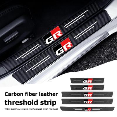 ARH1 Car Carbon Fiber Door Sill Anti-Scratch Guard Sticker Accessories For GR MN Crown RAV4 Yaris Land Cruiser Corolla Prius