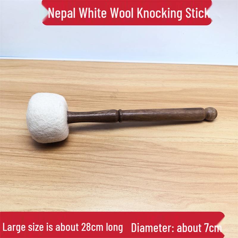 Nyingchi Tibetan Singing Bowl Set: Handmade Wooden Mallet with Leather Wrap for Sound Bowls.