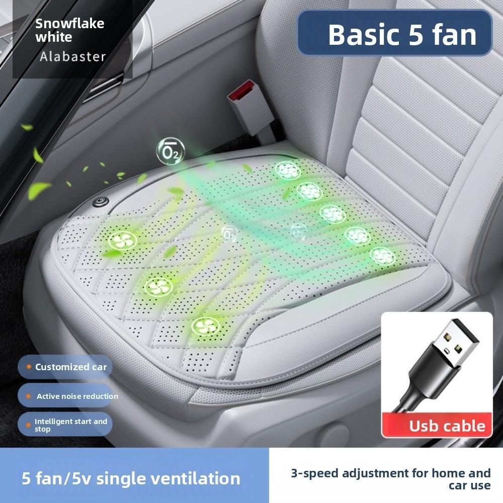 New USB Car Seat Cushion with 5 Fans Breathable Seat Cooling Pad Home Car Dual-use Radiative Office Seat Cushion Summer